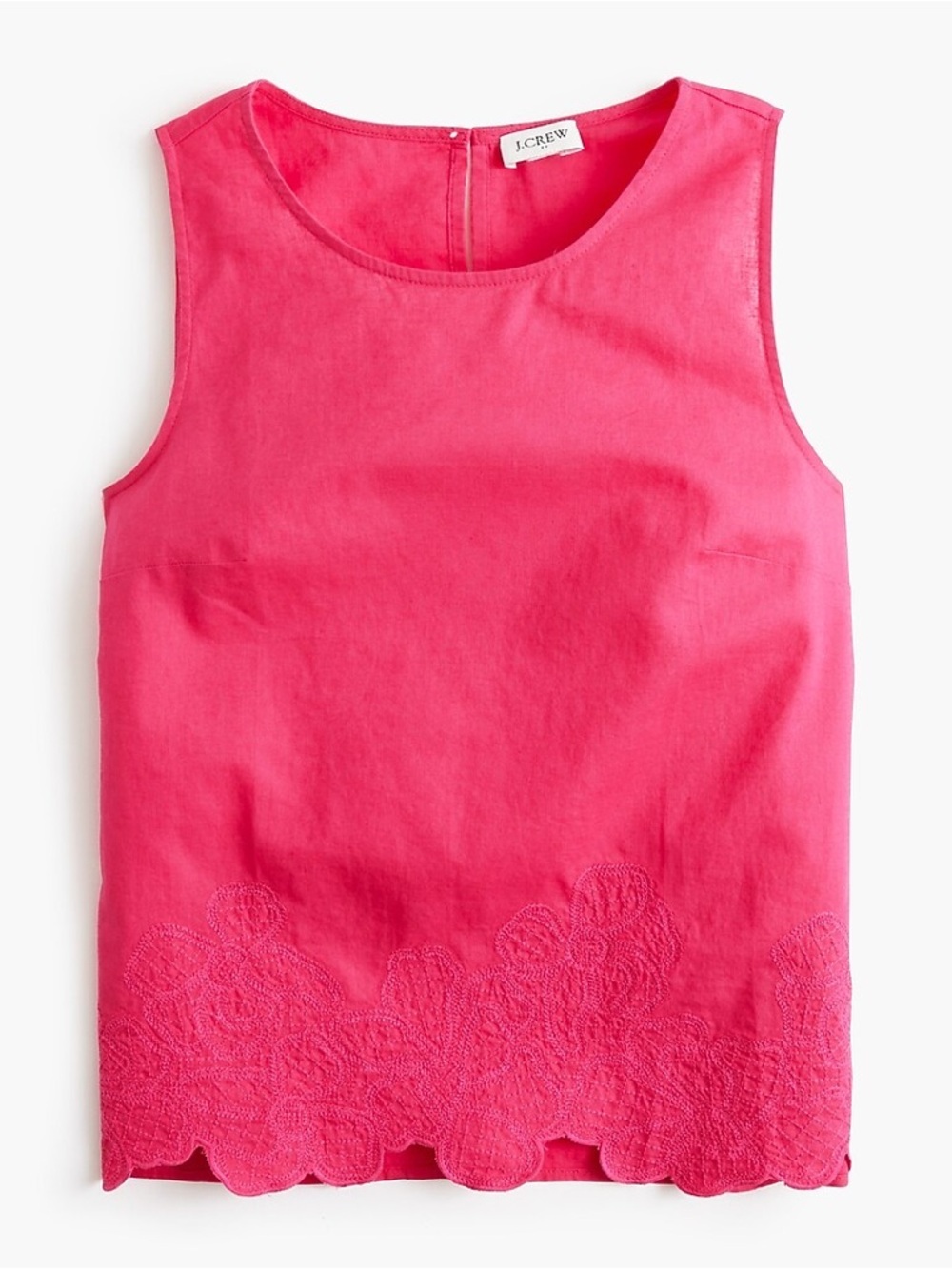 J.Crew Factory Embroidered Trim Shell Linen-Blend in Snapdragon (Pink) XL
